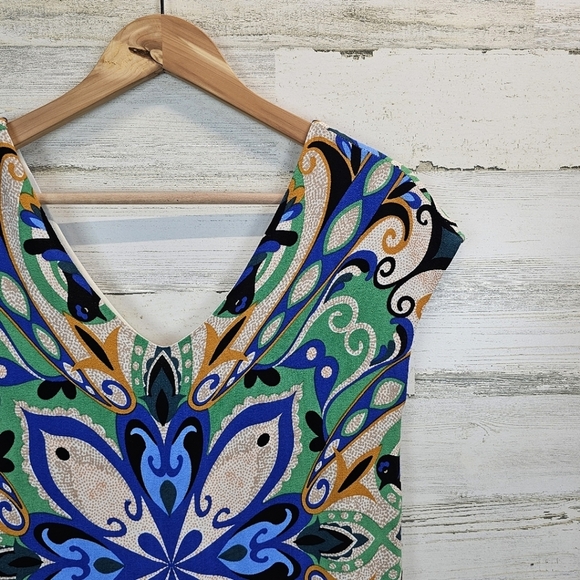 Anthropologie Maeve Folksong V-Neck Bird Print Shift Dress XS Whimsical Unique - Picture 9 of 13